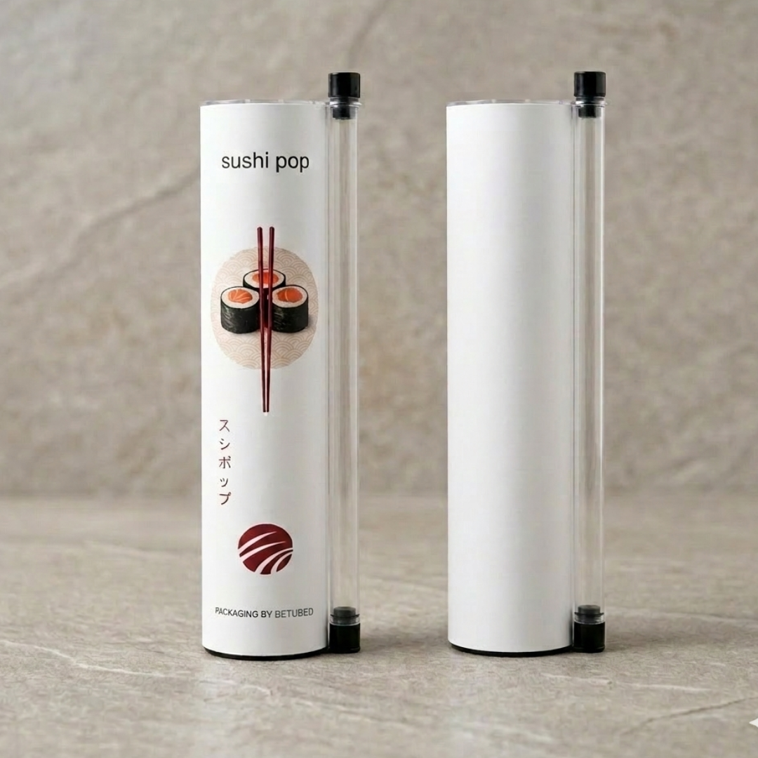 Sushi Push-Up Verpackung — nachhaltige Push-Pop Pappdose von betubed